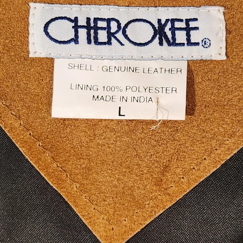 Cherokee Leather Vest Mens Large Brown Suede Western Concho Buttons V-Neck Lined